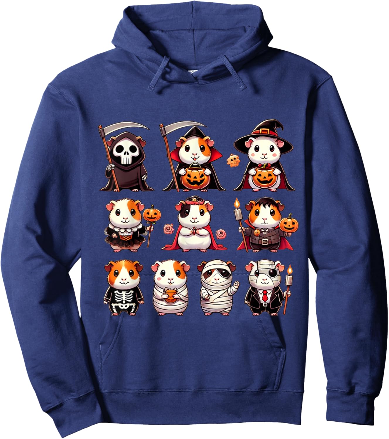 Guinea Pig Spooky Ghost Horror Pumpkin Guinea Pig Halloween Hoodie - Hoodie | Navy