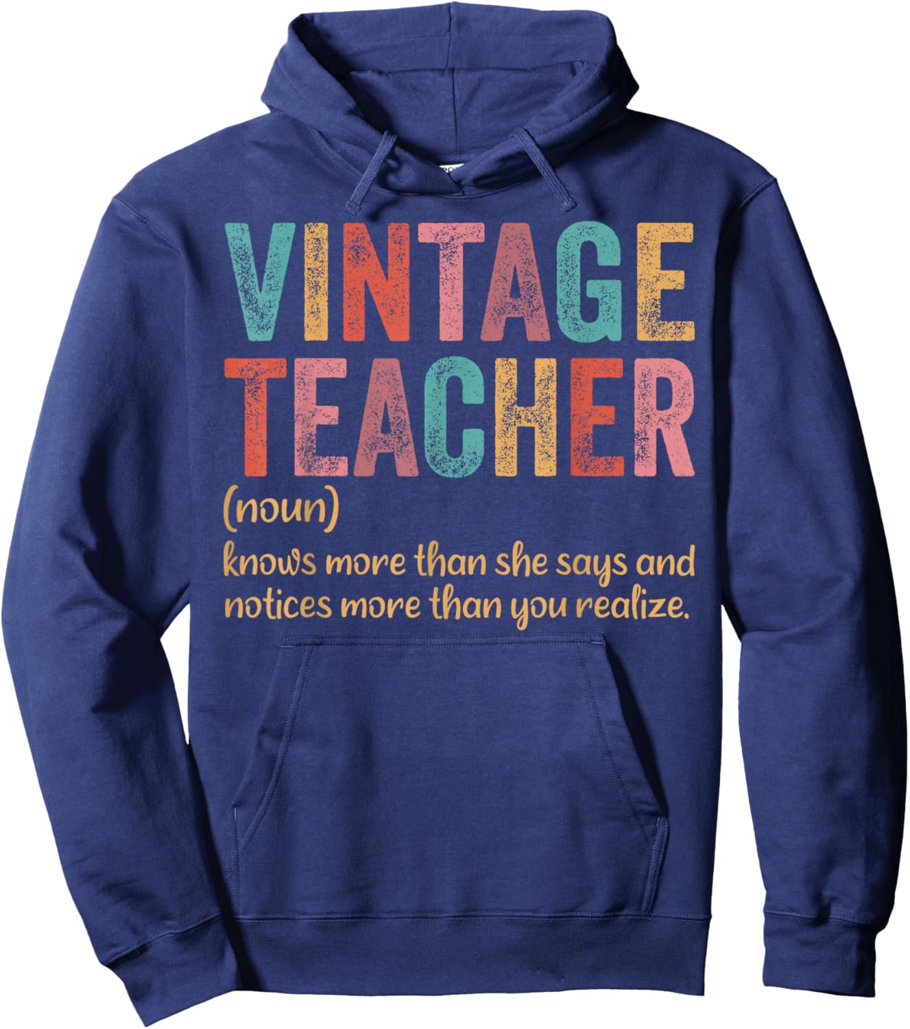 Vintage Teacher Knows More Than She Says Outfit Definition Hoodie - Hoodie | Navy