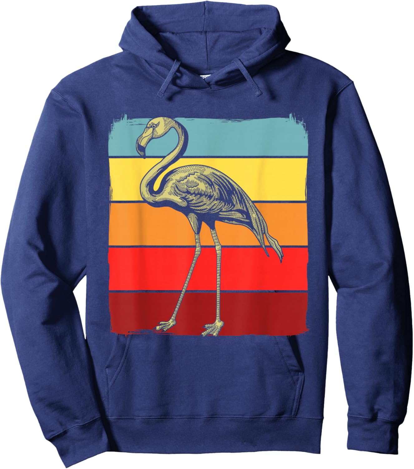 80s Vintage Retro Flamingo Funny Bird Animal Lover Men Women Hoodie - Hoodie | Navy
