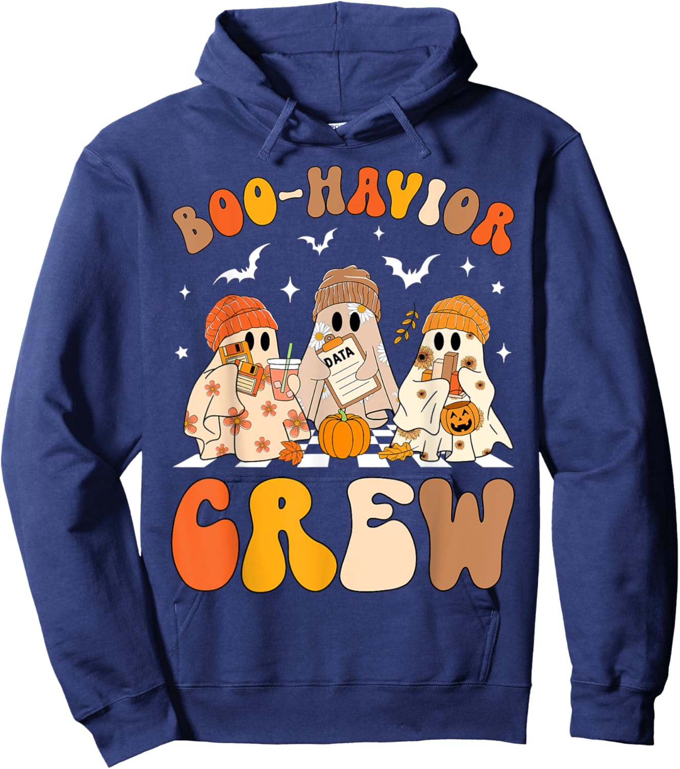 Retro Boo-Havior Crew Behavior Analyst Halloween ABA RBT Hoodie - Hoodie | Navy