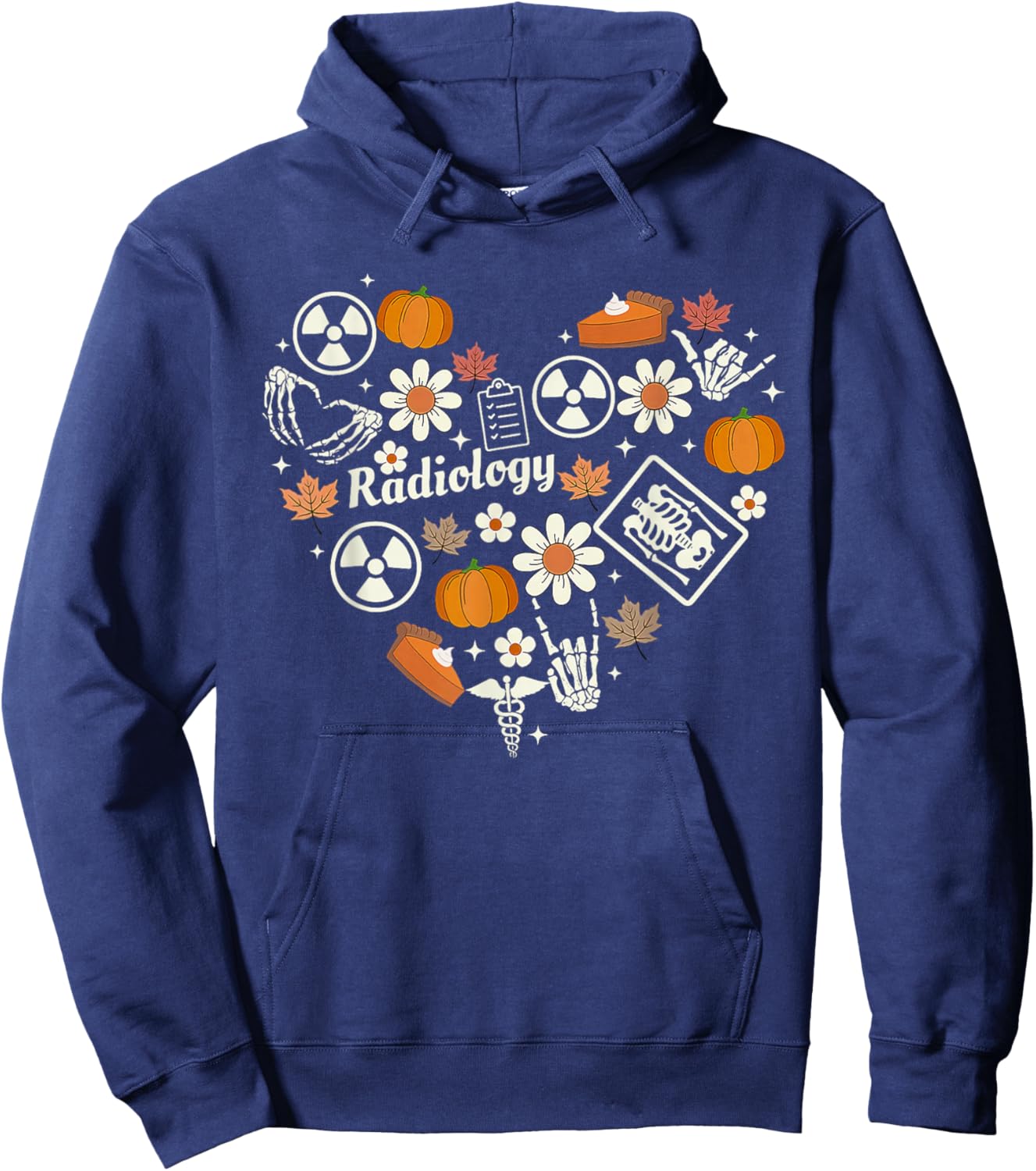 Radiology Fall Heart Xray Tech Autumn Pumpkin Thanksgiving Hoodie - Hoodie | Navy