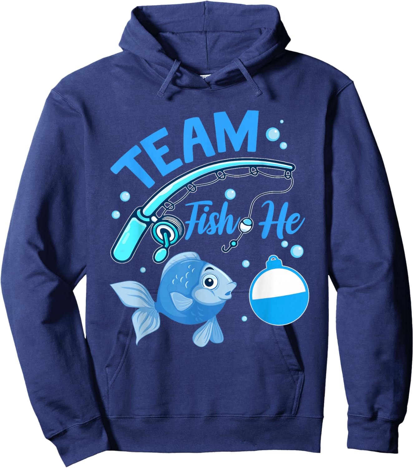 Team Fish He Fishing Gender Reveal Party Announcemen Hoodie - Hoodie | Navy