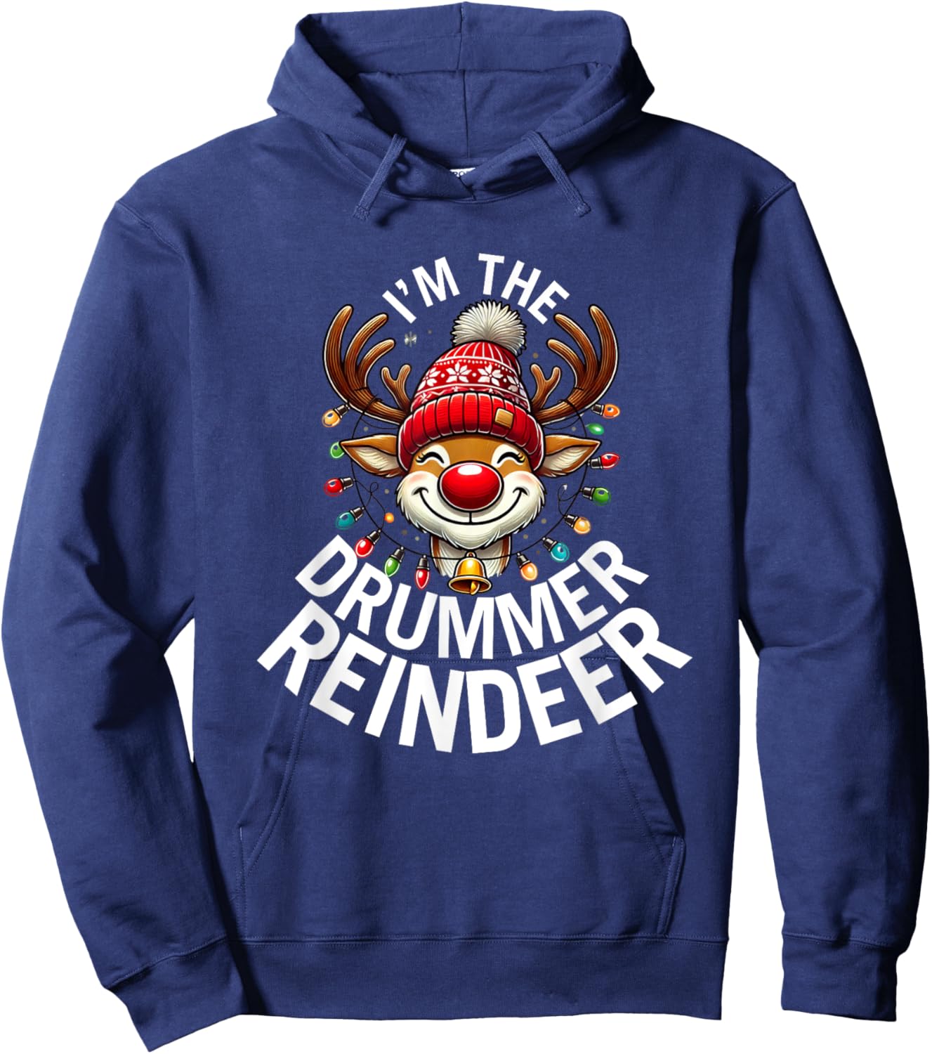 The Drummer Reindeer Family Matching Group Christmas Hoodie - Hoodie | Navy