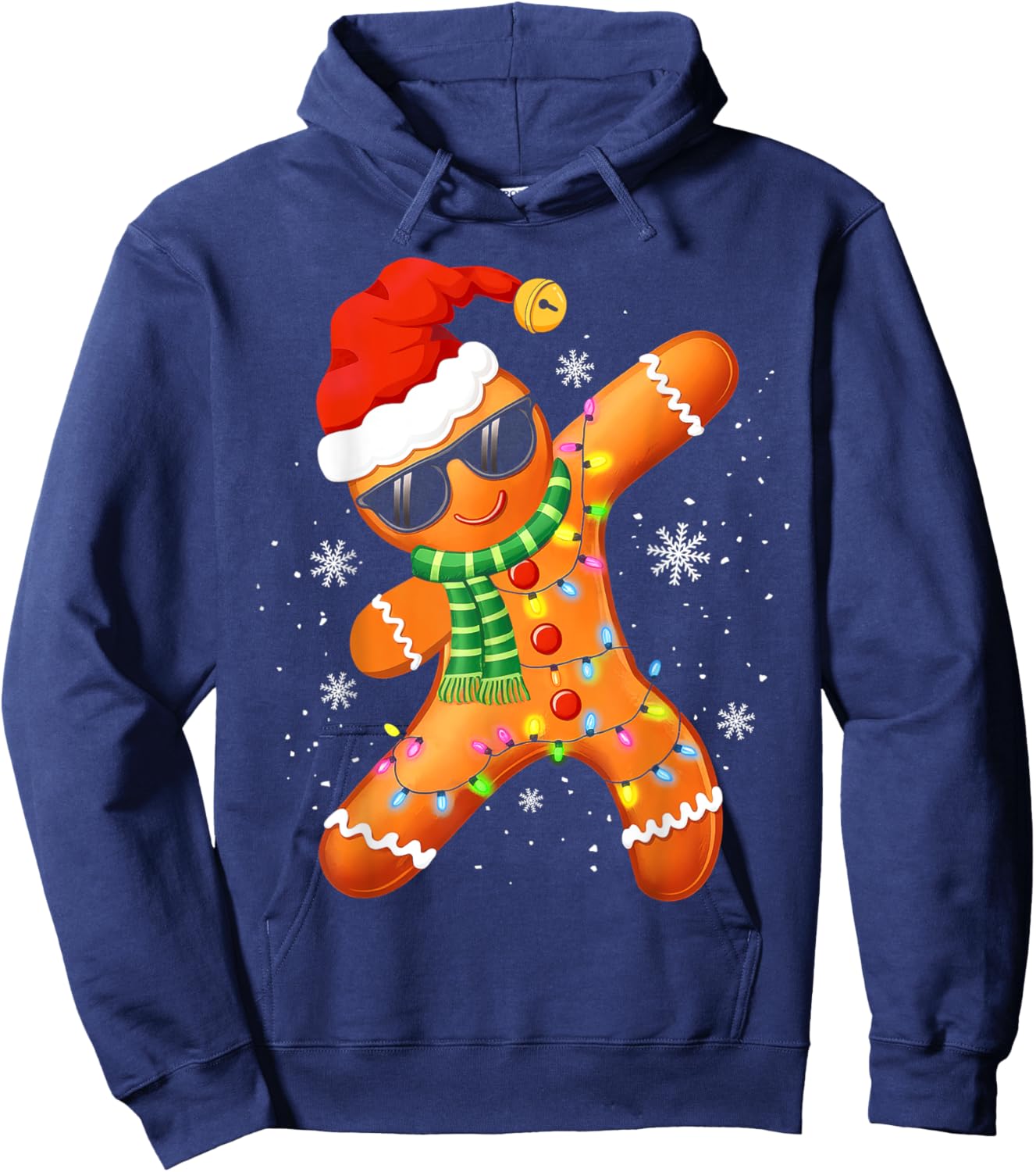 Christmas Shirts Kids Boys Toddler Gingerbread Xmas Lights Hoodie - Hoodie | Navy