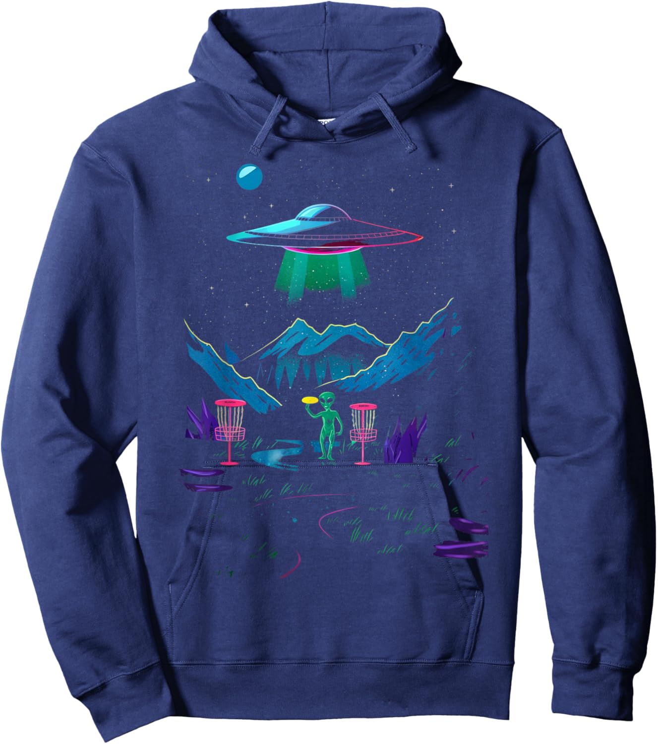 Funny Disc Golf Design Women Disc Golf Alien Golfer Hoodie - Hoodie | Navy