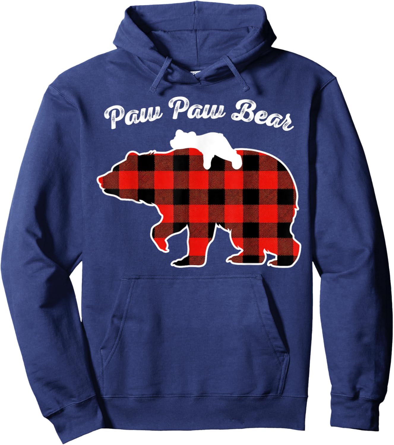 Paw Paw Bear Flannel Red Plaid Pajama Family Matching XMAS Hoodie - Hoodie | Navy