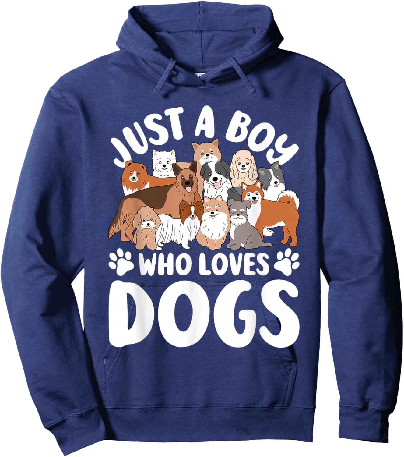Just A Boy Who Loves Dogs Funny Dog Lover Kids Hoodie - Hoodie | Navy