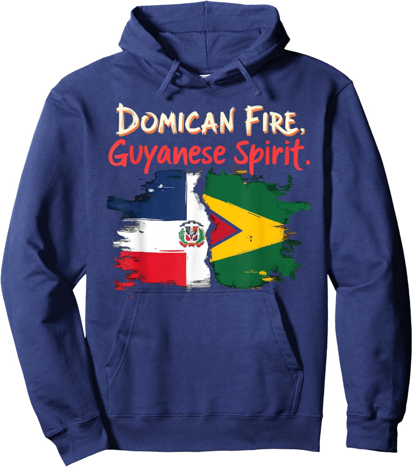Half Dominican Half Guyanese Dominican Republic Flag Guyana Hoodie - Hoodie | Navy