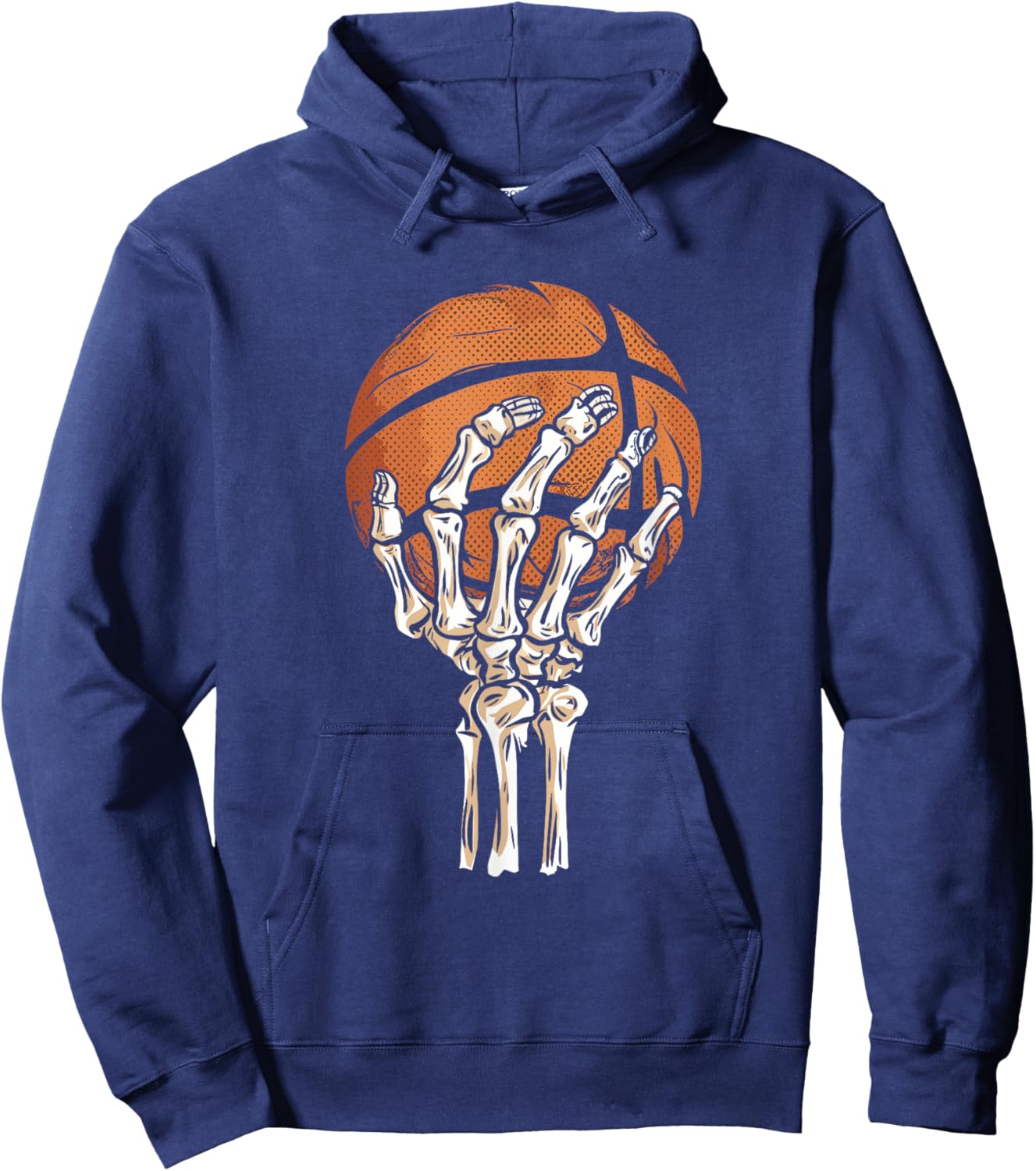 Basketball Skeleton Hand Halloween Men Boys Kids Basketball Hoodie - Hoodie | Navy