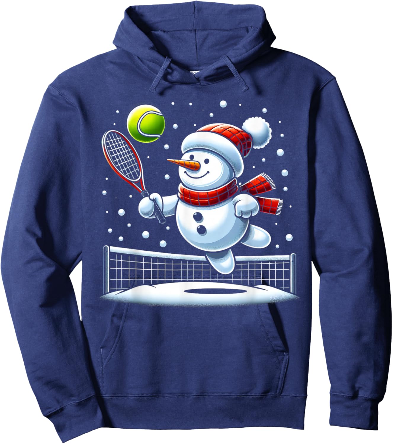 Tennis Snowman Santa Hat Christmas Xmas Boys Girls Kids Hoodie - Hoodie | Navy