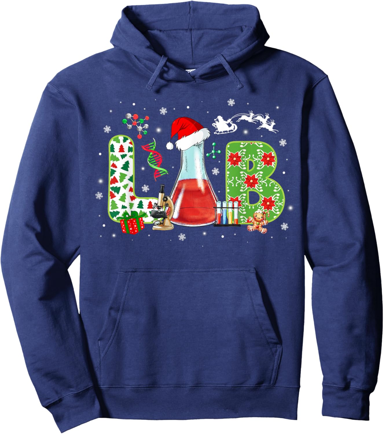 Lab Christmas Laboratory Technician Science Xmas Scientist Hoodie - Hoodie | Navy