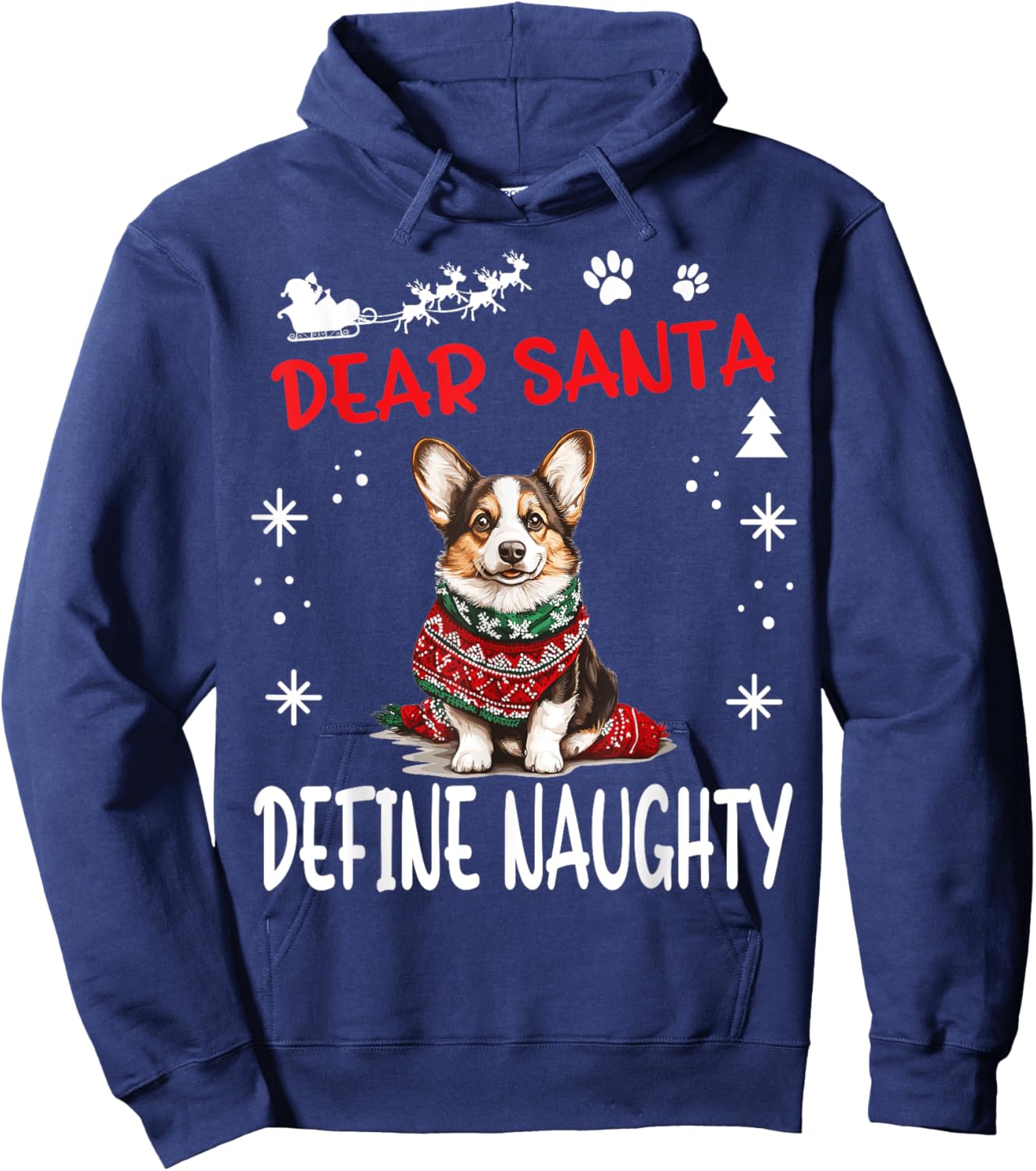 Cute Cardigan Welsh Corgi Dog Christmas Dear Santa Define Hoodie - Hoodie | Navy