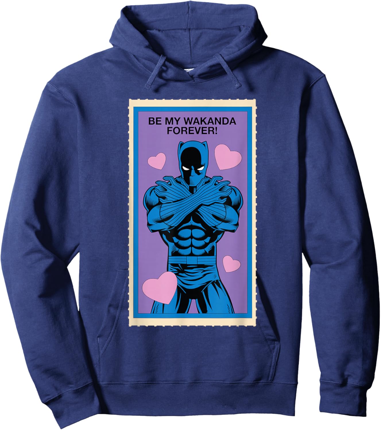 Marvel Retro '80s Valentine's Day Card Black Panther Hoodie - Hoodie | Navy
