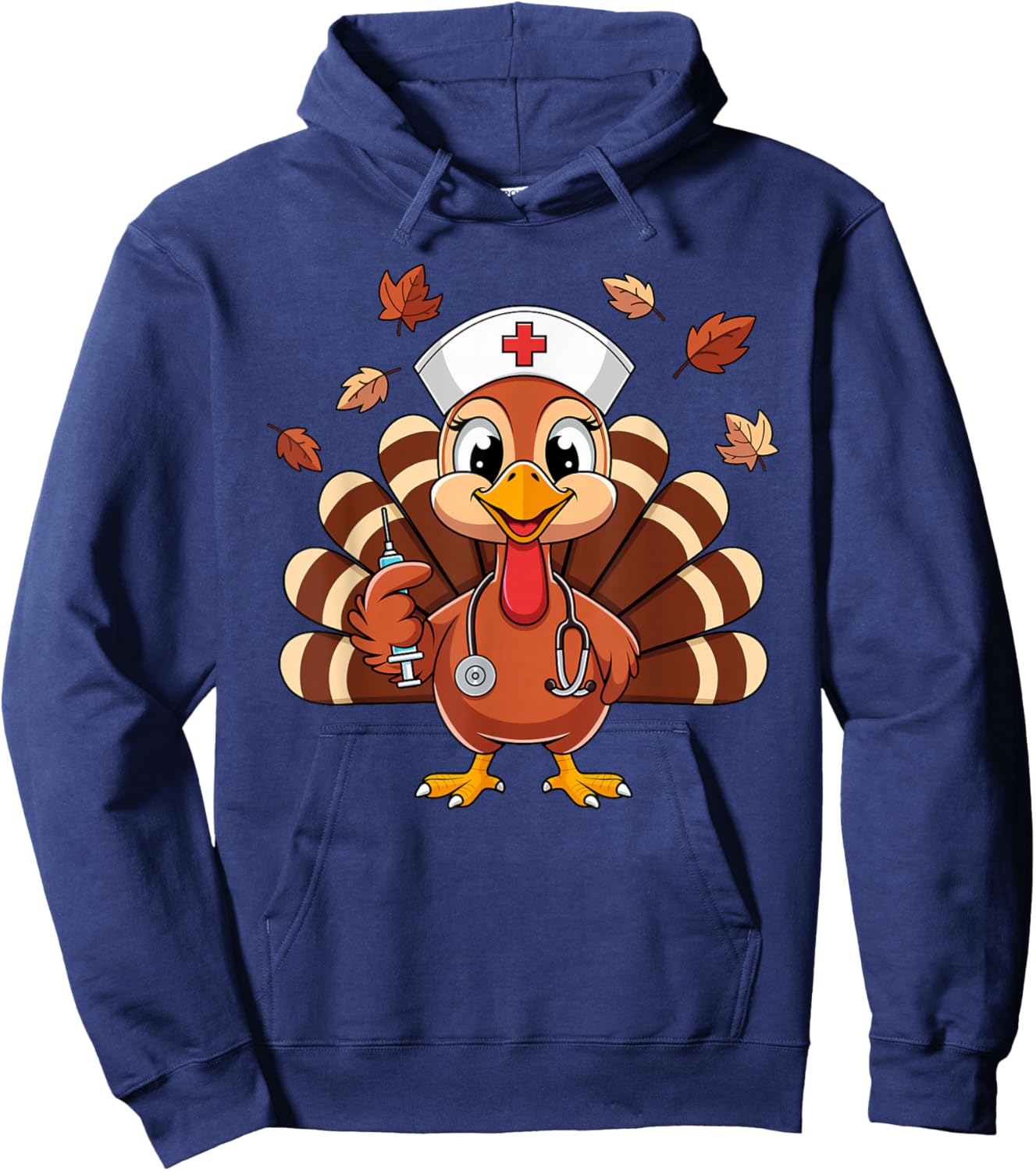 Thanksgiving Nurse Turkey RN ICU ER NICU Nurse Crew Women Hoodie - Hoodie | Navy