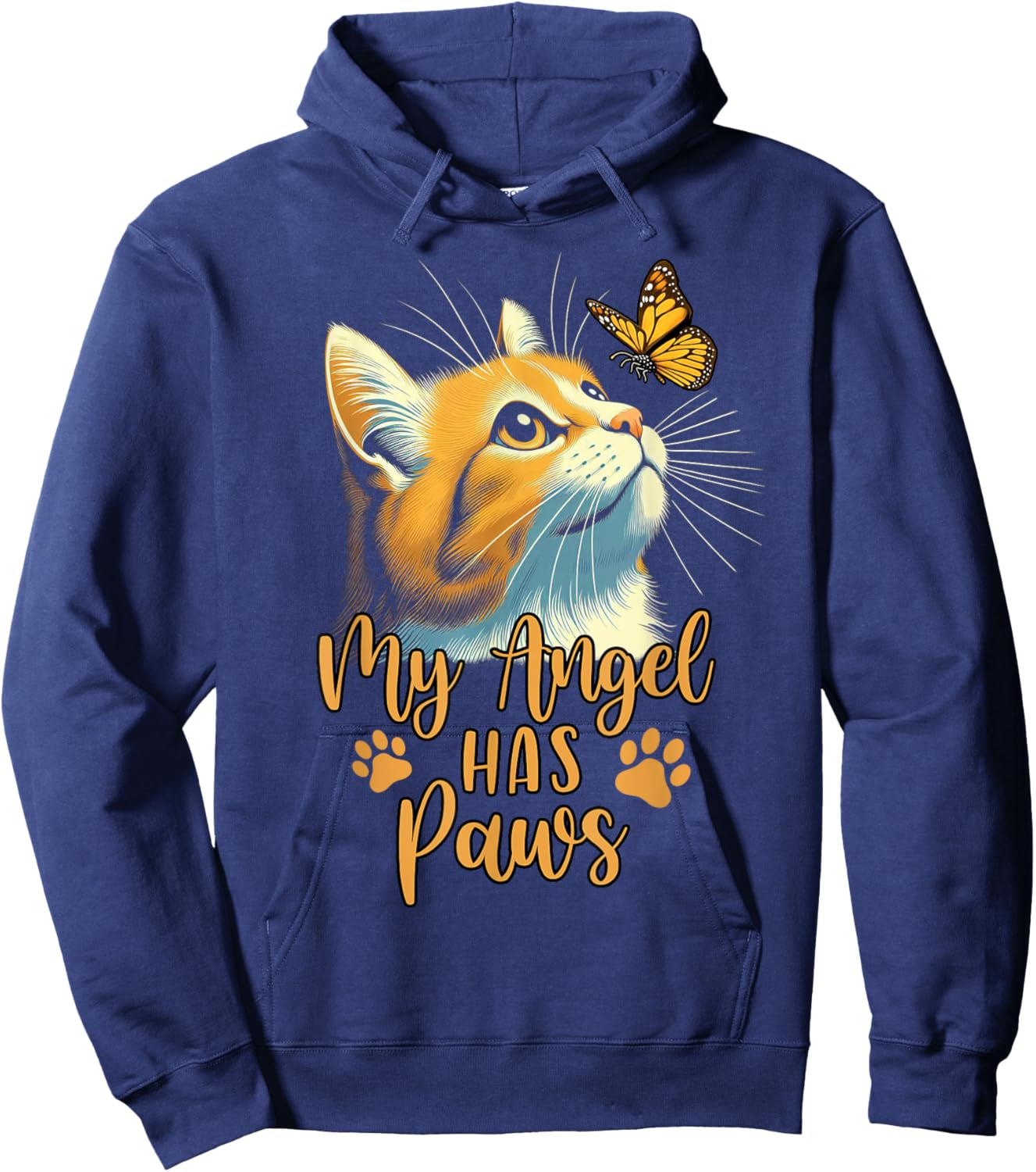 Cat Memorial Remembrance My Angel Has Paws Cat Mom Hoodie - Hoodie | Navy