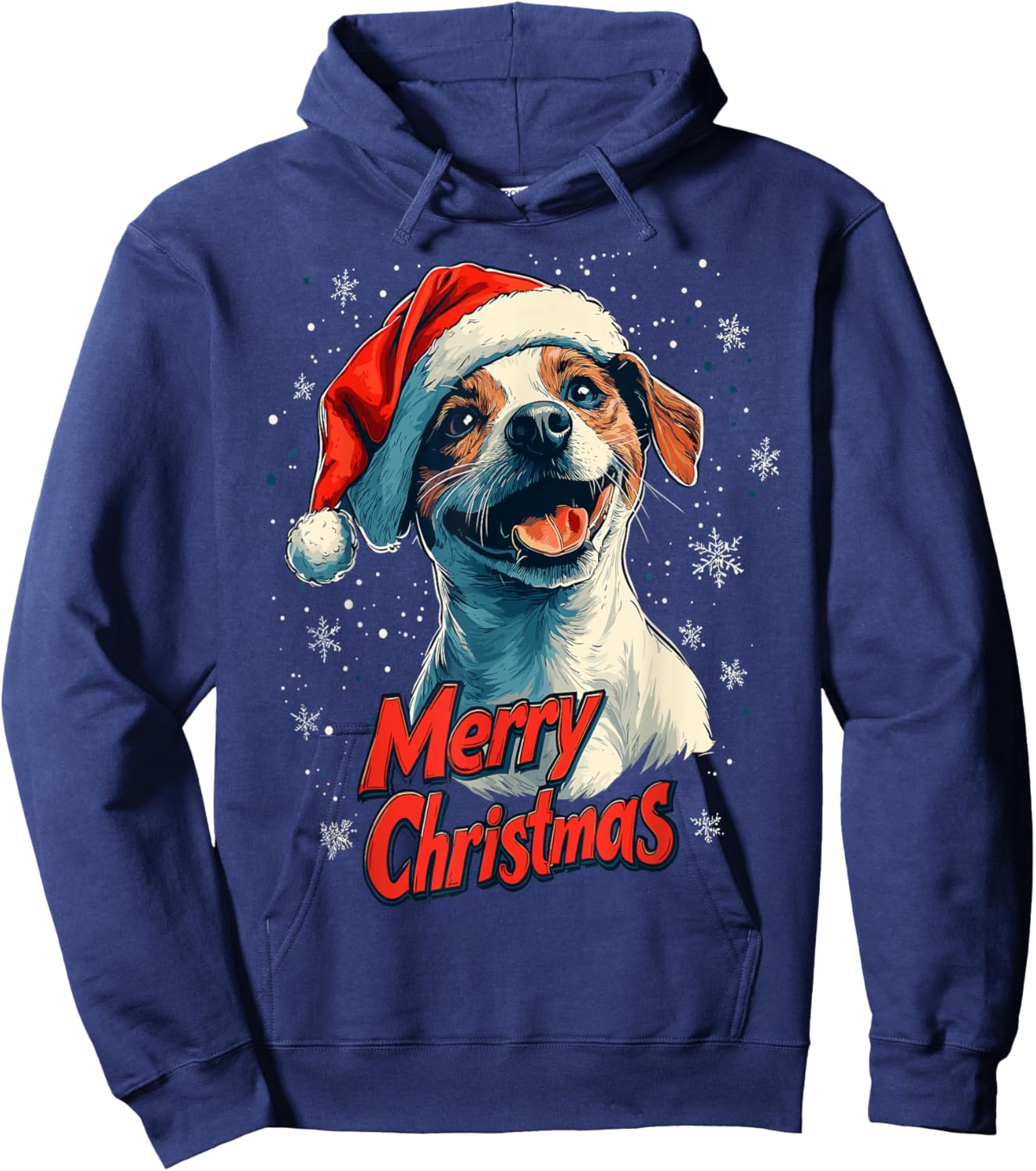 Jack Russell Santa Hat Merry Christmas Xmas Dog Lover Pajama Hoodie - Hoodie | Navy