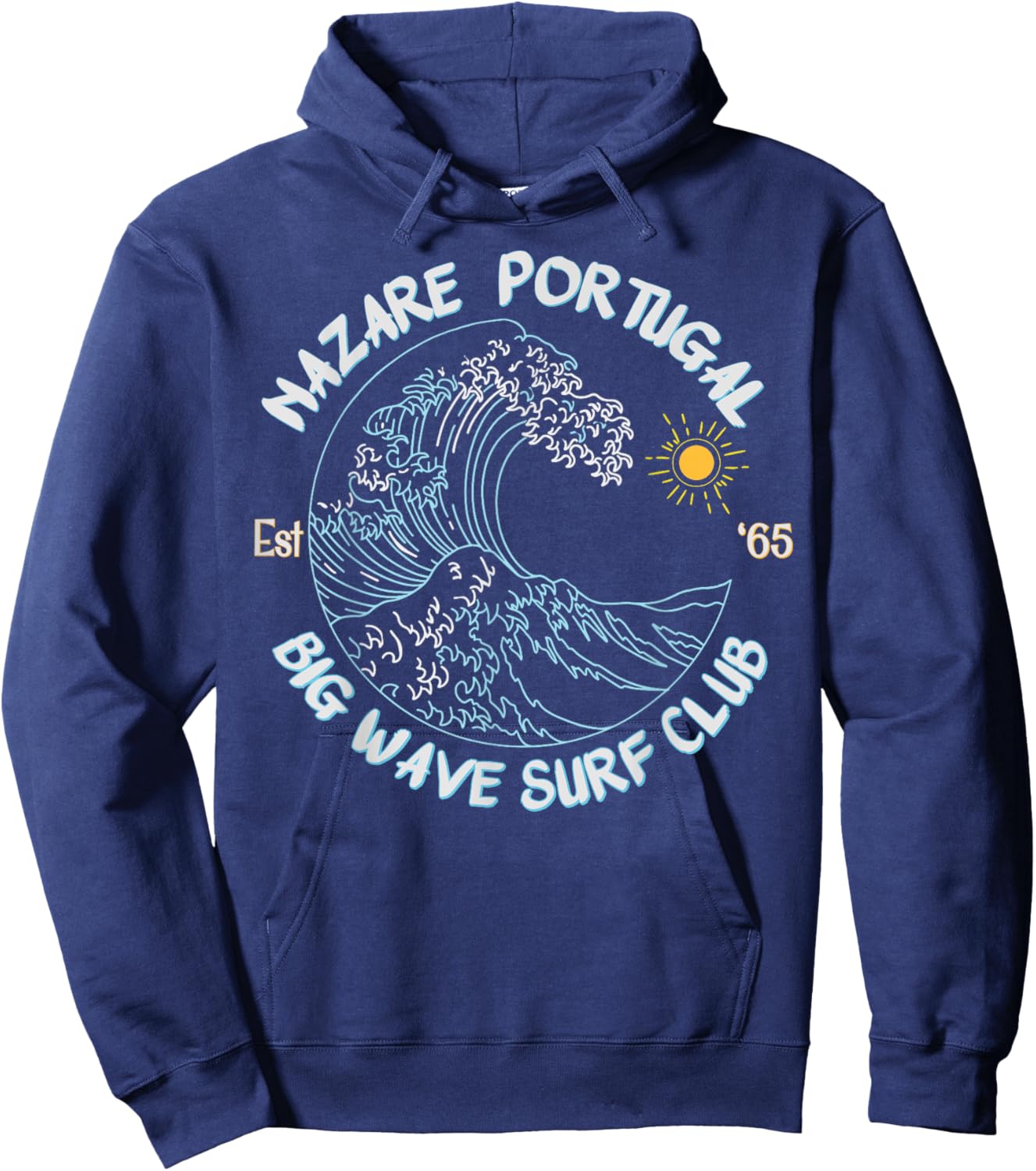 Nazare Portugal Big Wave Surf Club, surfing graphic Hoodie - Hoodie | Navy