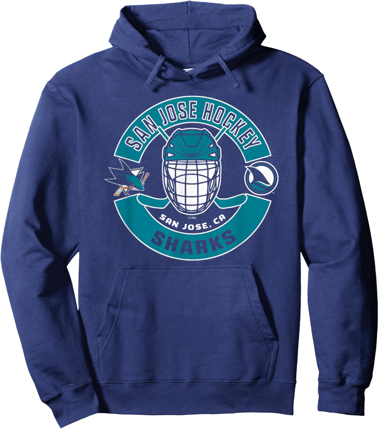 San Jose Sharks Mask Black Officially Licensed Hoodie - Hoodie | Navy