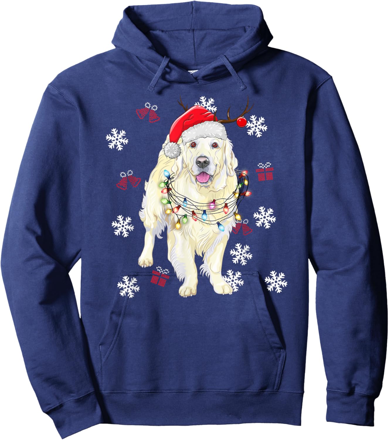 Christmas Dog Sweater Golden retriever Pajama Men Women Hoodie - Hoodie | Navy