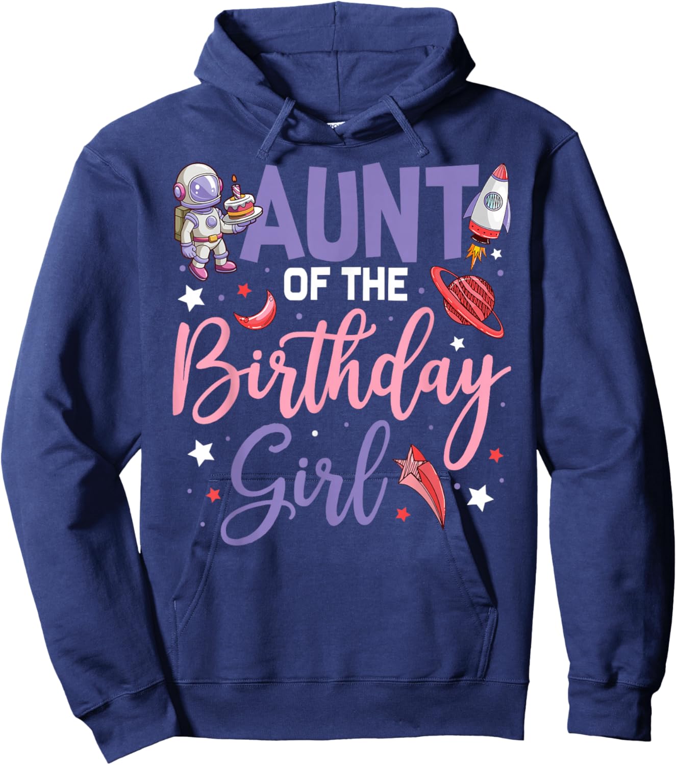 Two The Moon Aunt Of the Birthday Girl Astronaut Family Hoodie - Hoodie | Navy
