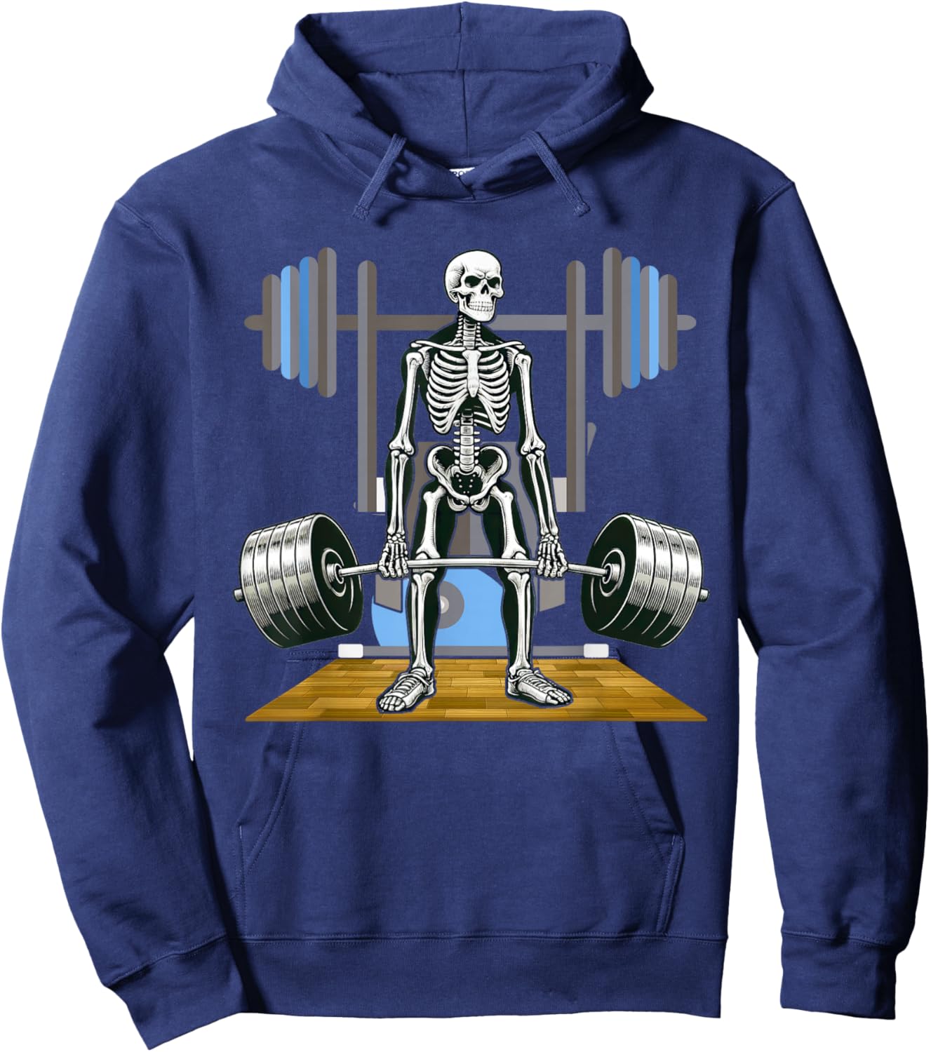Halloween Skeleton Deadlift Funny Fitness Weightlifting Hoodie - Hoodie | Navy