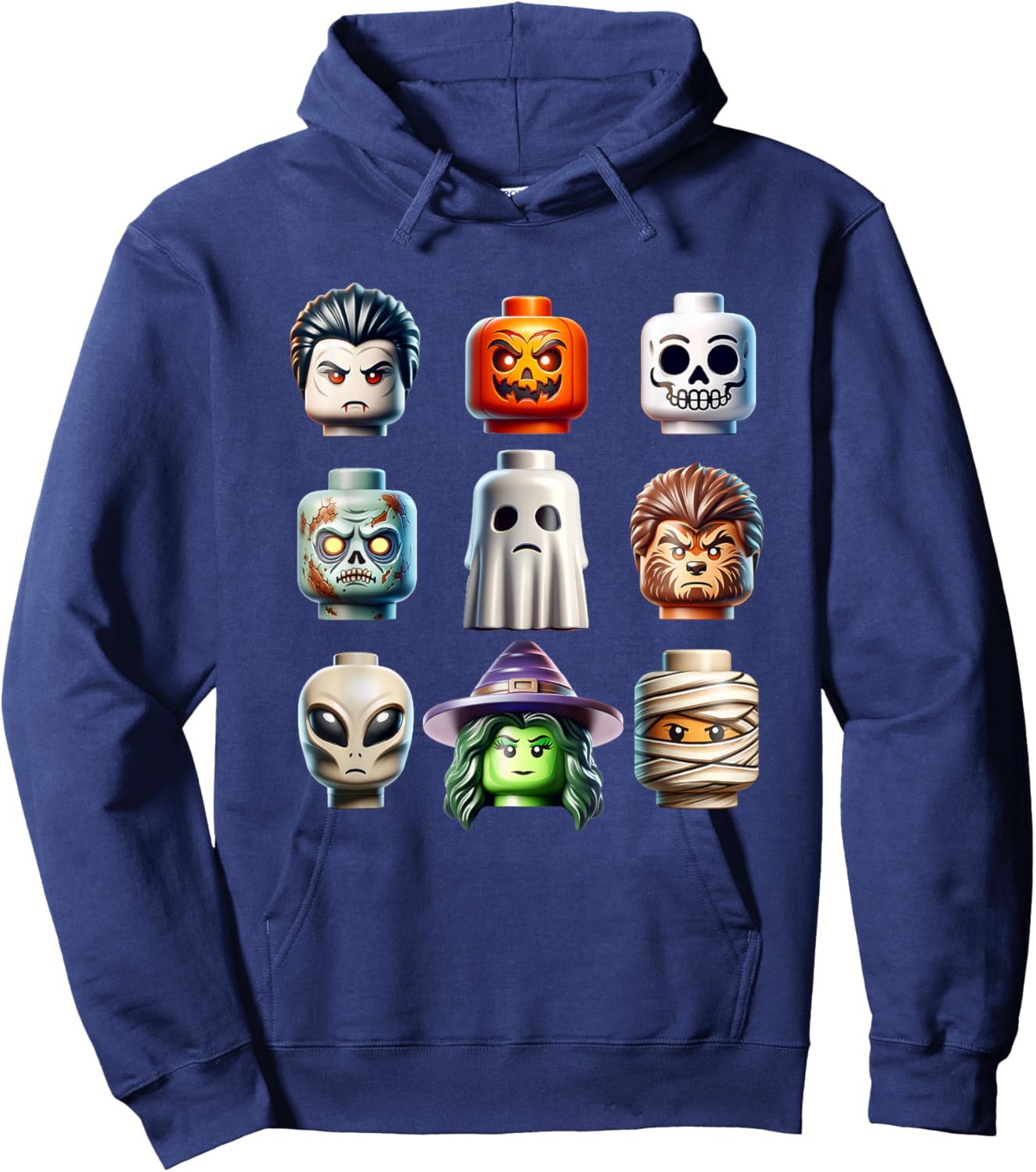 Halloween Building Bricks Costume Pumpkin Matching Family Hoodie - Hoodie | Navy