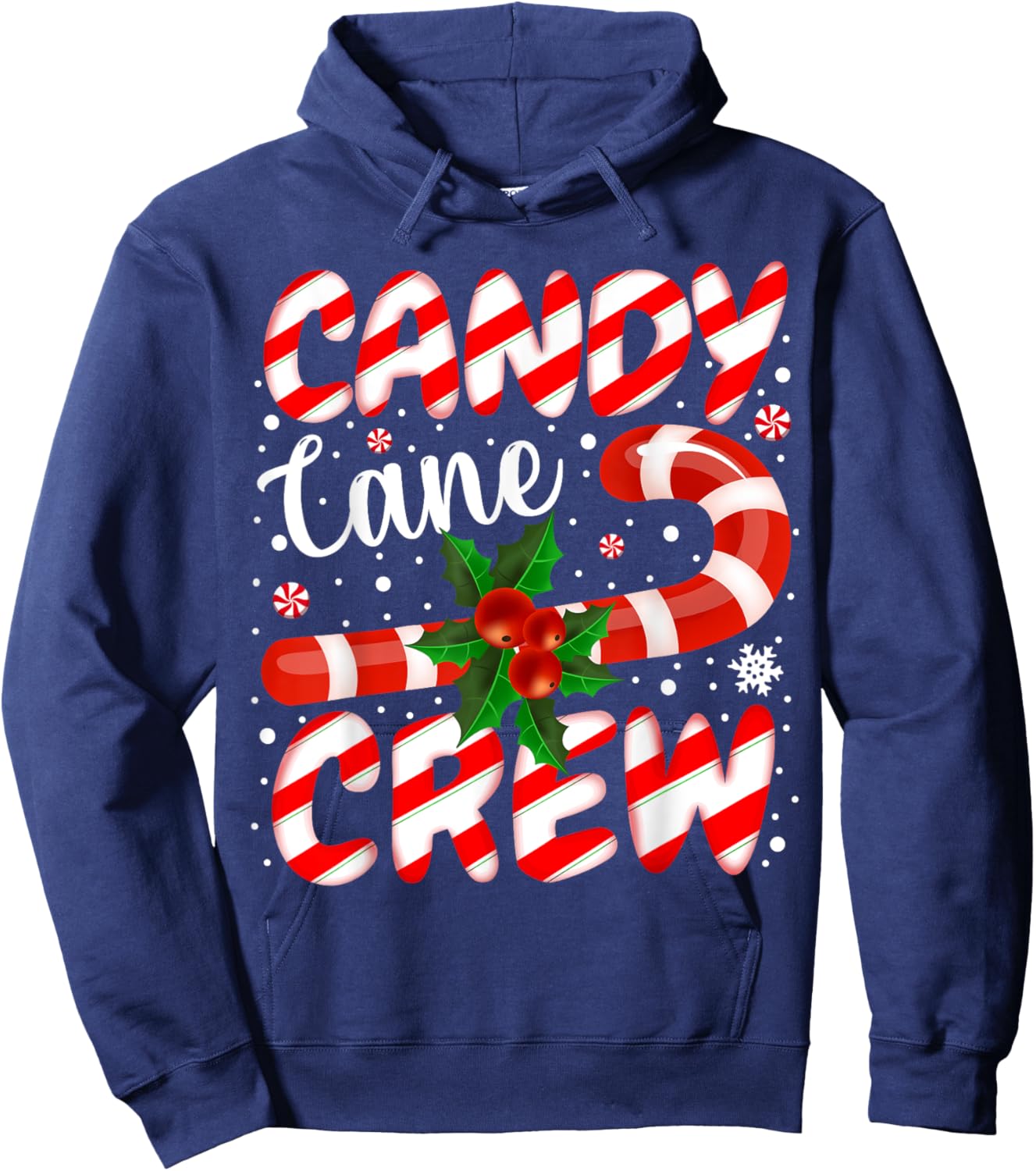 Candy Cane Crew Christmas Family Matching Xmas Pajamas Hoodie - Hoodie | Navy