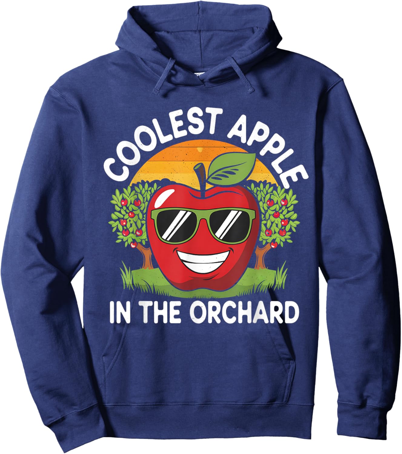 Retro Coolest Apple in the Orchard | Apple Picking Season Hoodie - Hoodie | Navy