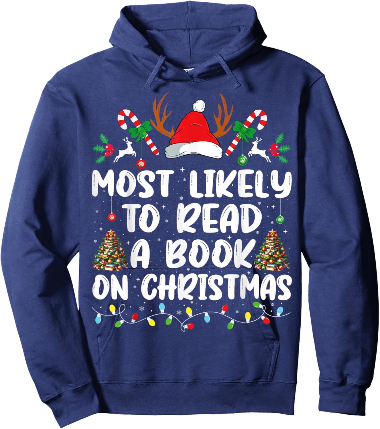Most Likely To Read A Book On Christmas Matching Family Hoodie - Hoodie | Navy