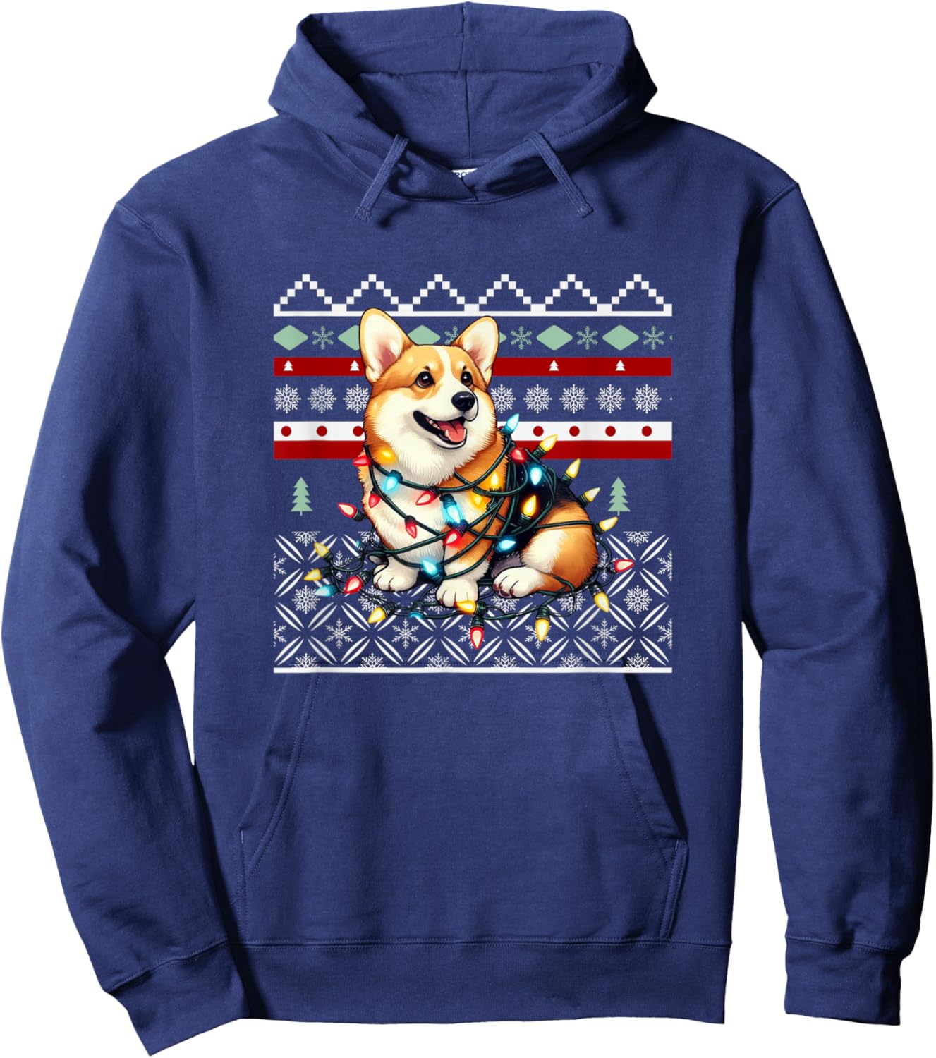Ugly Christmas Corgi Santa Hat Corgi Mom Corgi Dad Christmas Hoodie - Hoodie | Navy