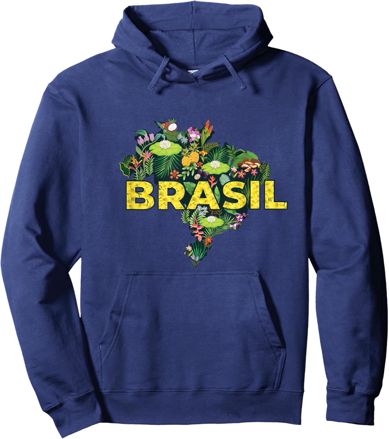 Brazil Botanical Map - Brazilian Carnival Brasil Souvenir Hoodie - Hoodie | Navy