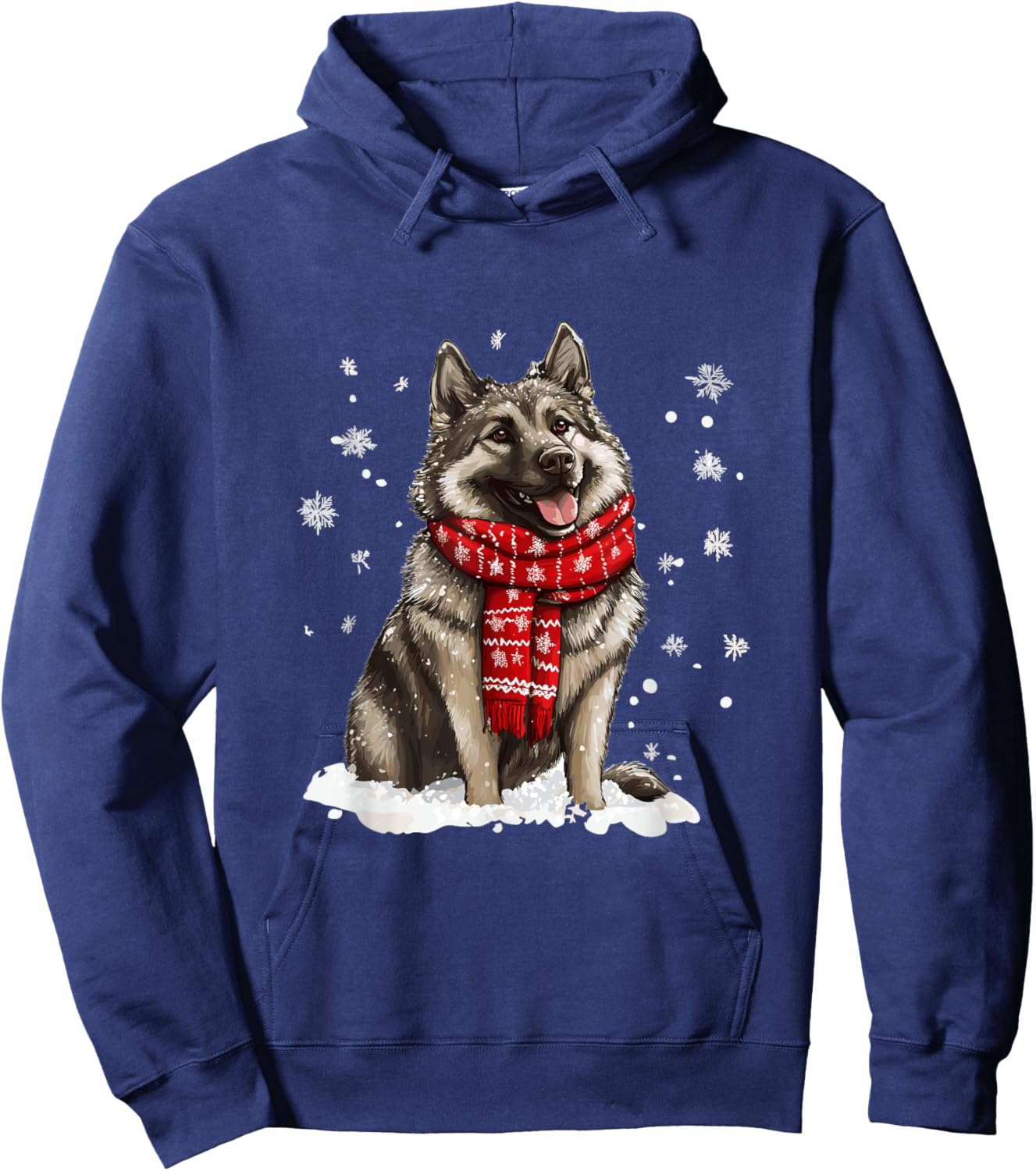 Cute Norwegian Elkhound Dog Christmas Merry X-mas Graphic Hoodie - Hoodie | Navy