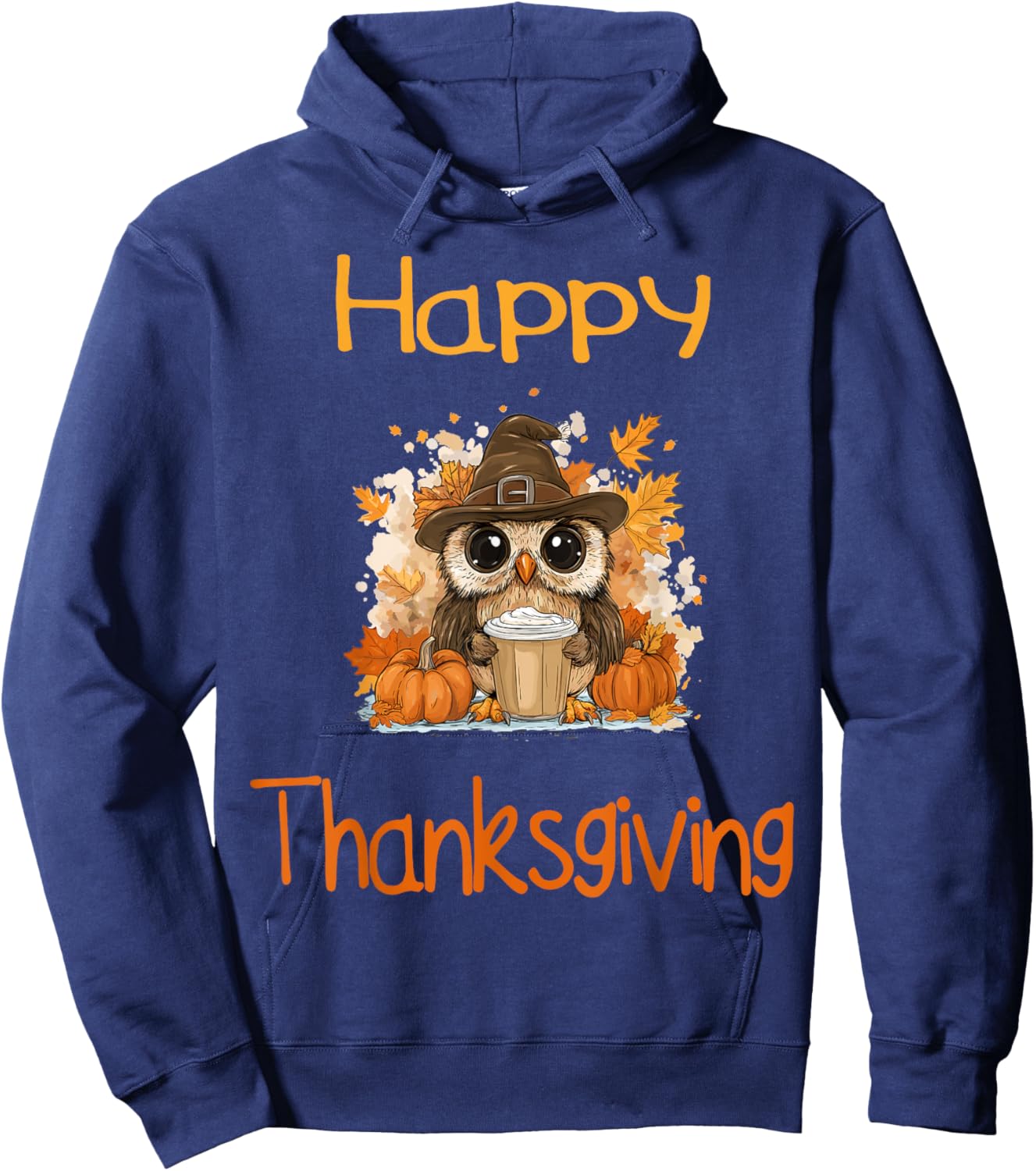 Owl Fall Thanksgiving Happy Thanksgiving Hoodie - Hoodie | Navy