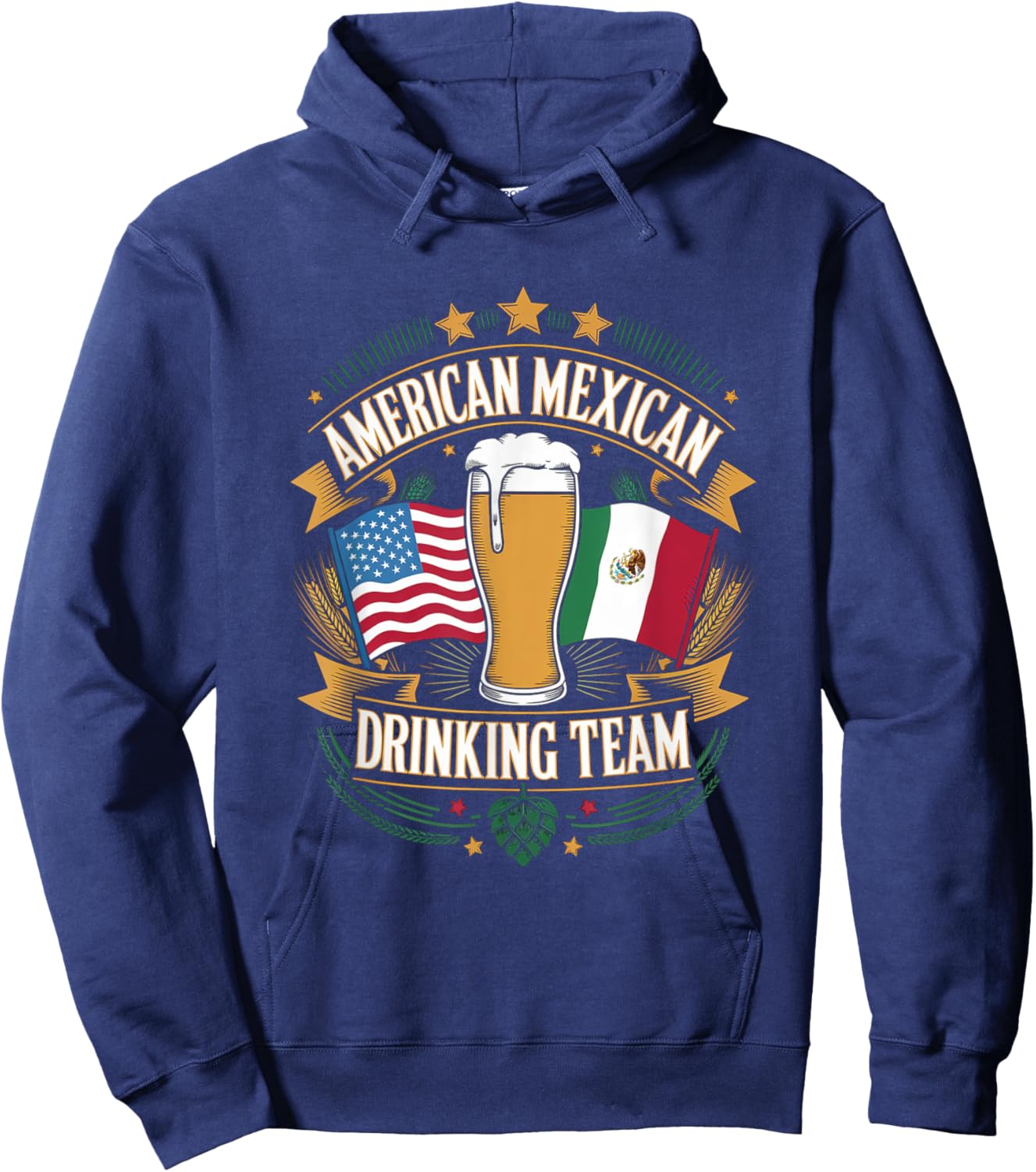 American Mexican Flag Drinking Team Hoodie - Hoodie | Navy