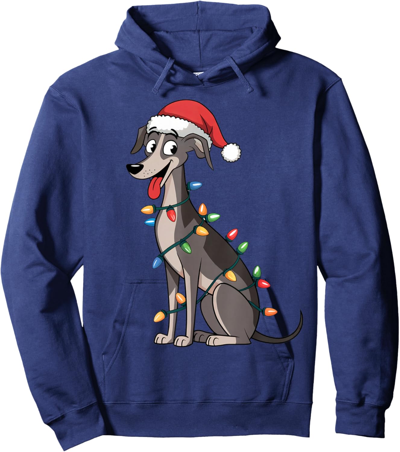 Italian Greyhound Christmas Lights Xmas Dogs Gifts Men Women Hoodie - Hoodie | Navy