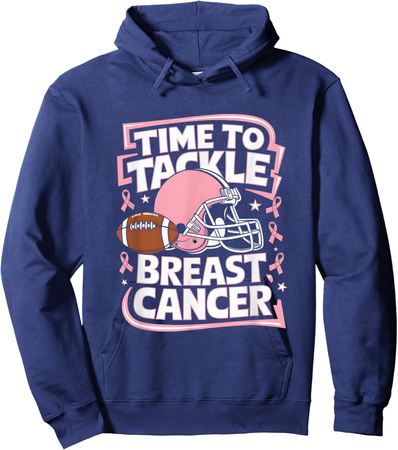 Tackle Football Breast Cancer Awareness Pink Ribbon Boys Kid Hoodie - Hoodie | Navy