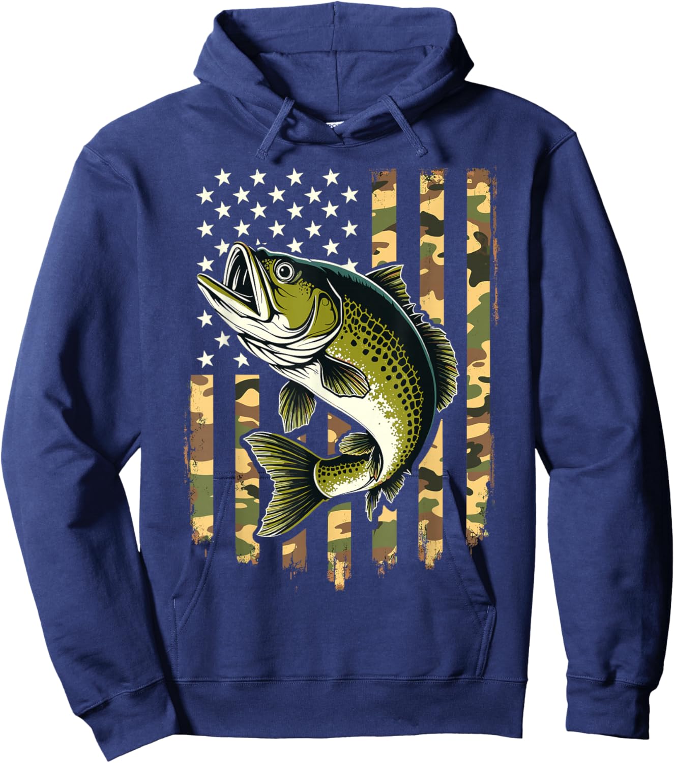 Fishing Camouflage USA American Flag Fisherman Hoodie - Hoodie | Navy
