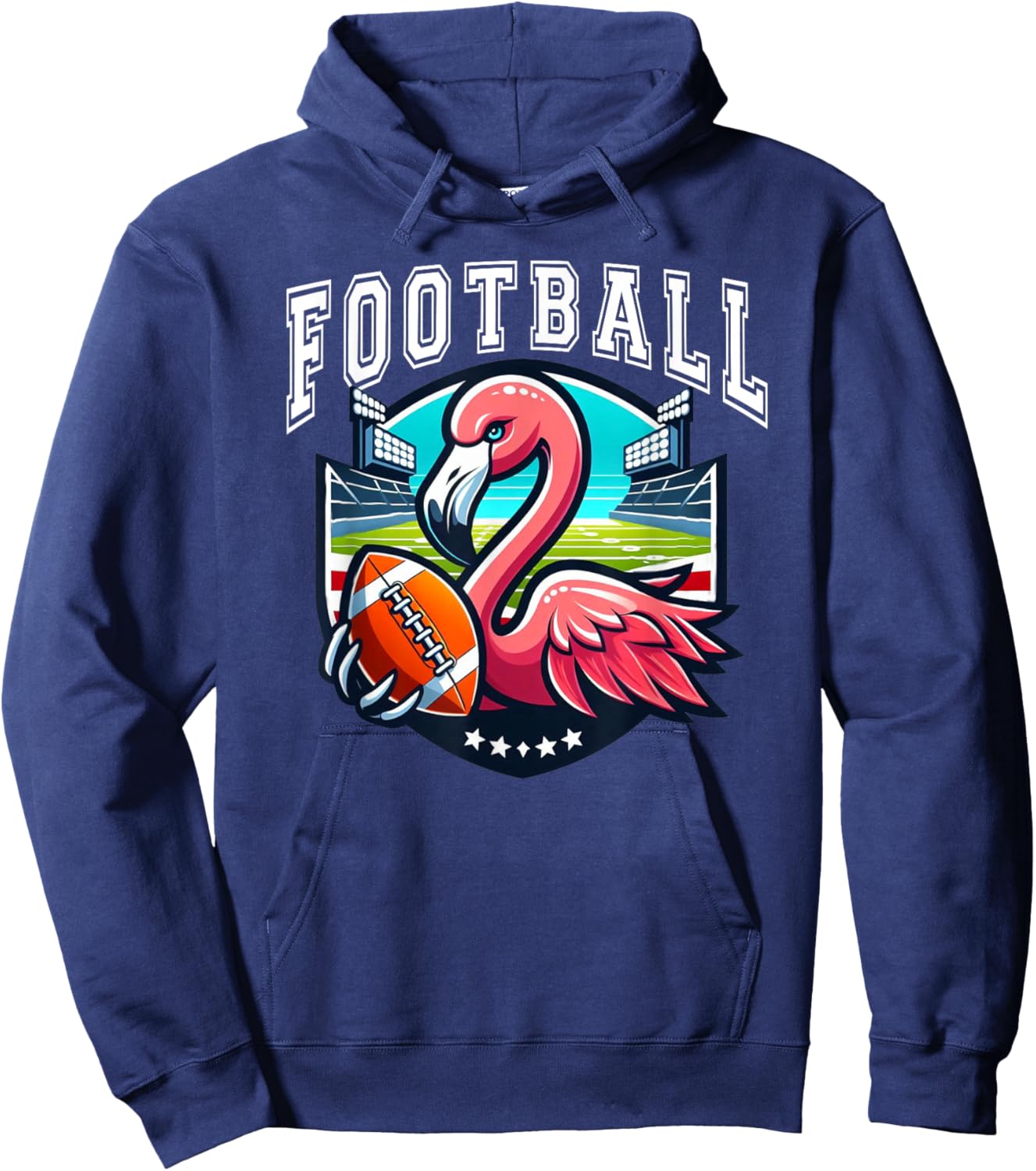 Football Pink Flamingo Playing Football Hoodie - Hoodie | Navy