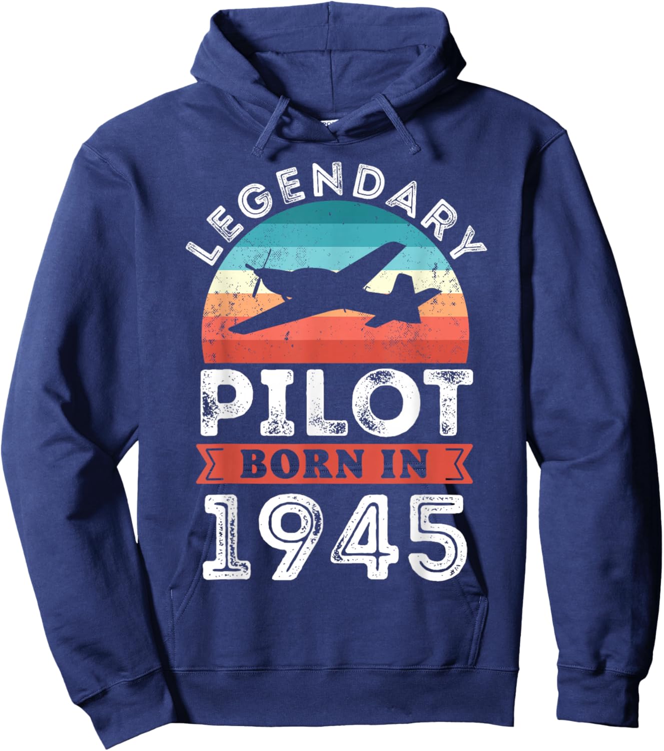 Legendary Pilot born 1945 80th Birthday Gifts Flying Hoodie - Hoodie | Navy