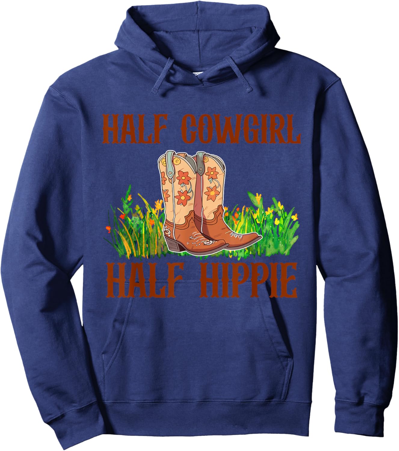 Half Cowgirl Half Hippie Vintage Cowgirl Hoodie - Hoodie | Navy
