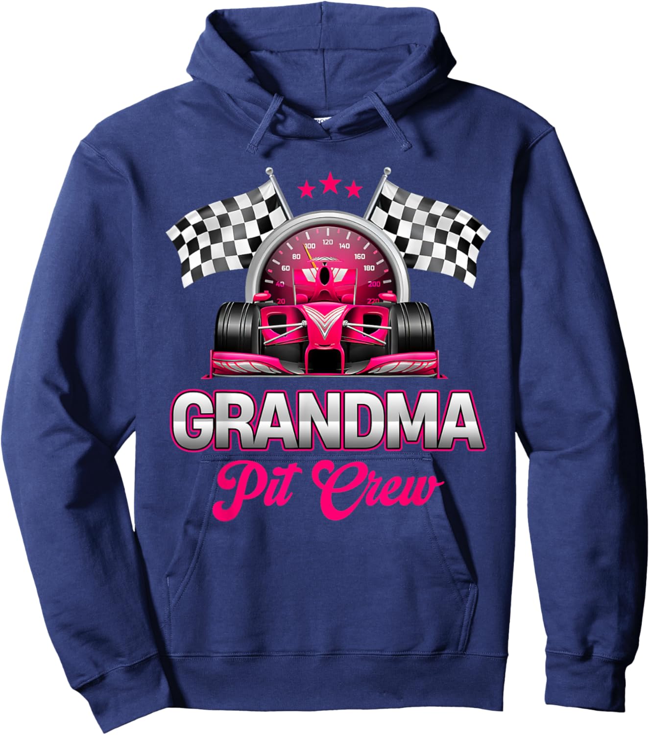 Grandma Pit Crew Race Car Birthday Girl Party Racing Family Hoodie - Hoodie | Navy