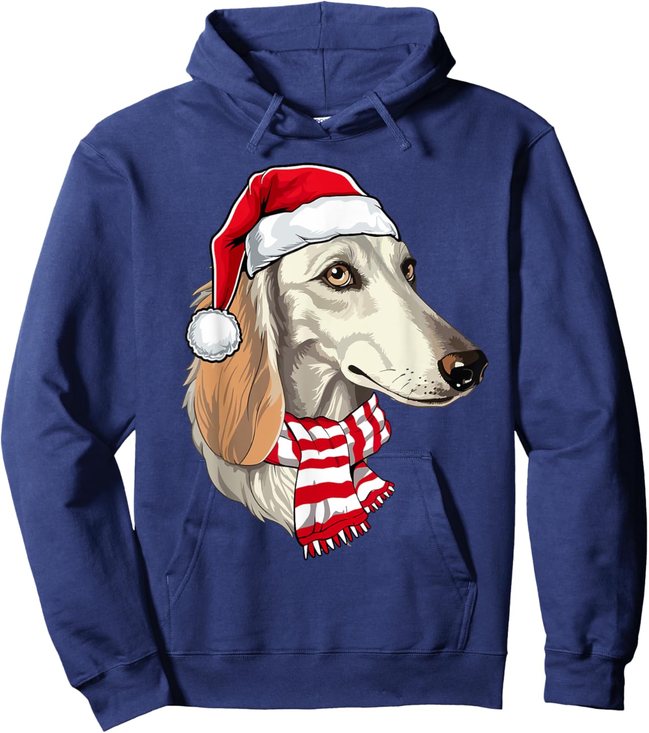 Santa Saluki Christmas Dog Lover Men Women Kids Hoodie - Hoodie | Navy