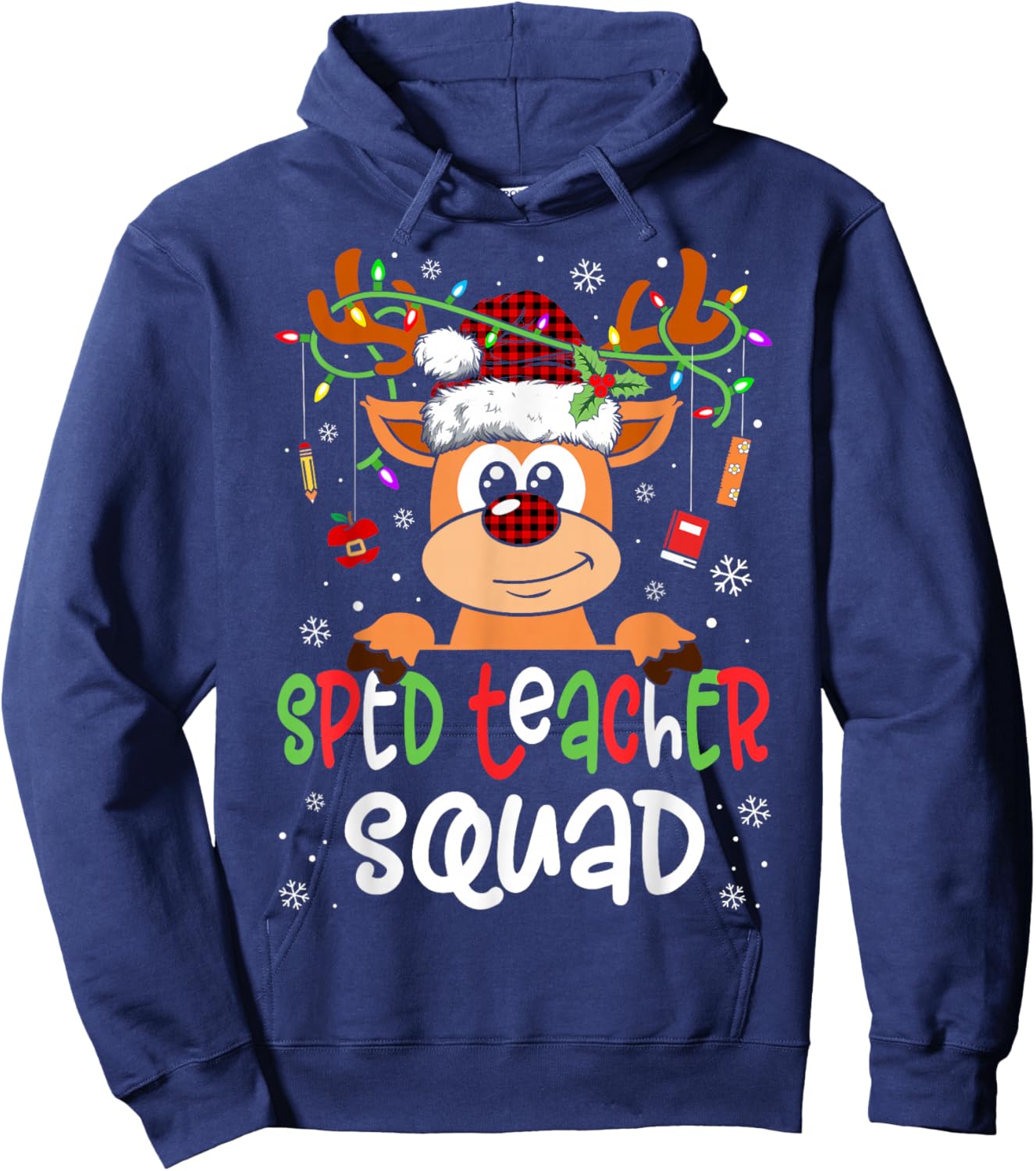 Sped Teacher Squad Reindeer Christmas Special Education Hoodie - Hoodie | Navy