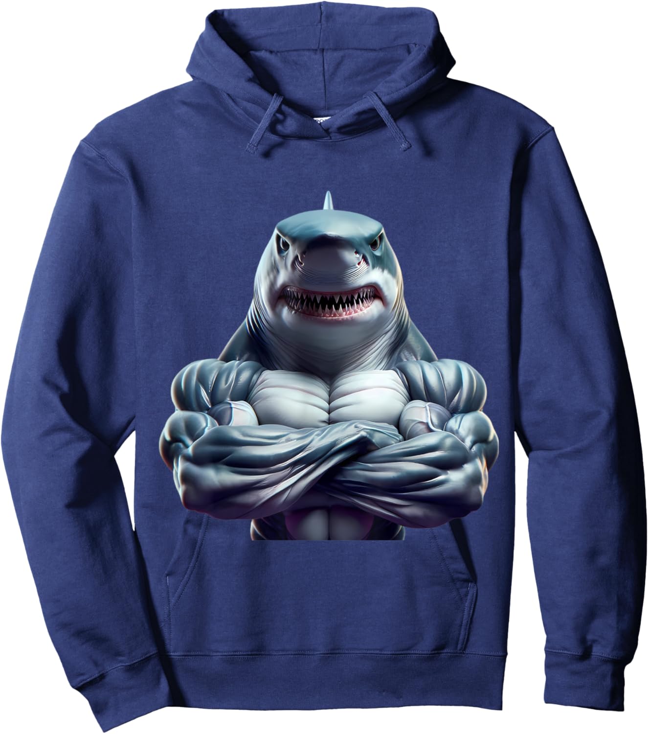 Shark Flexing Fan Lover Bodybuilding Cool Gym Workout Cool Hoodie - Hoodie | Navy