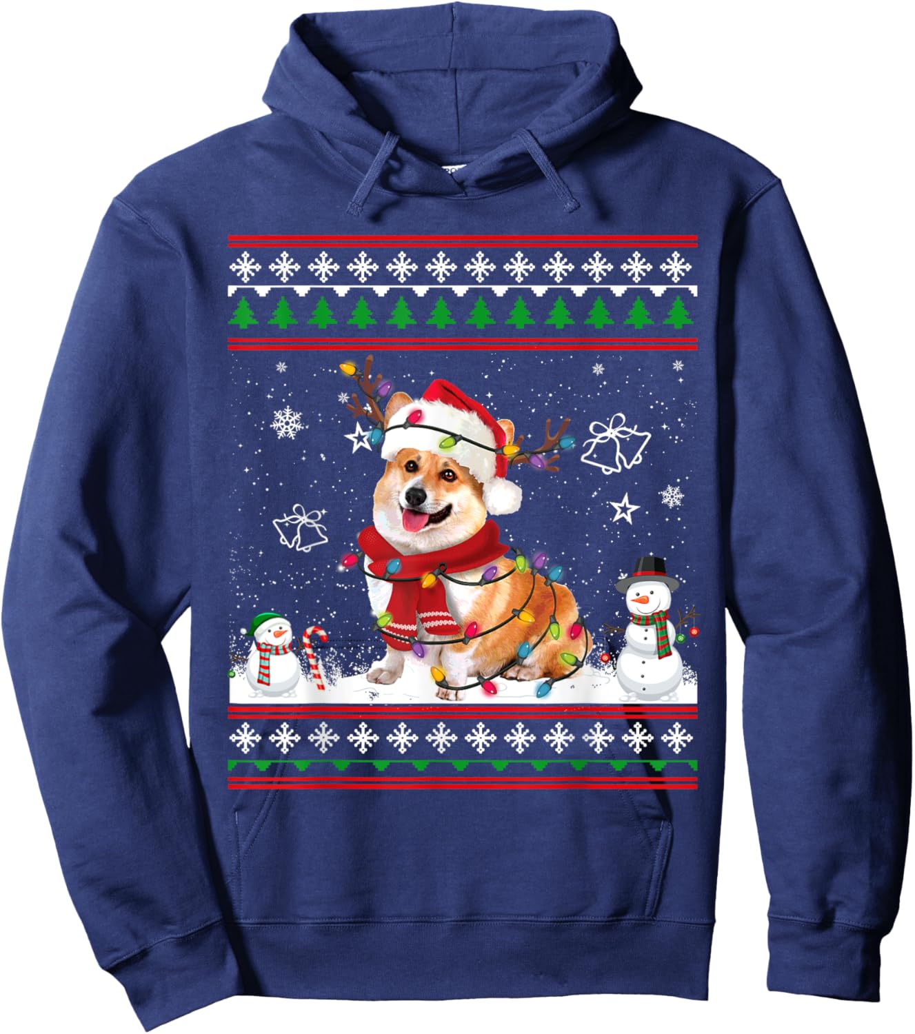 Corgi Christmas Ugly Sweater Funny Dog Lover Xmas Hoodie - Hoodie | Navy