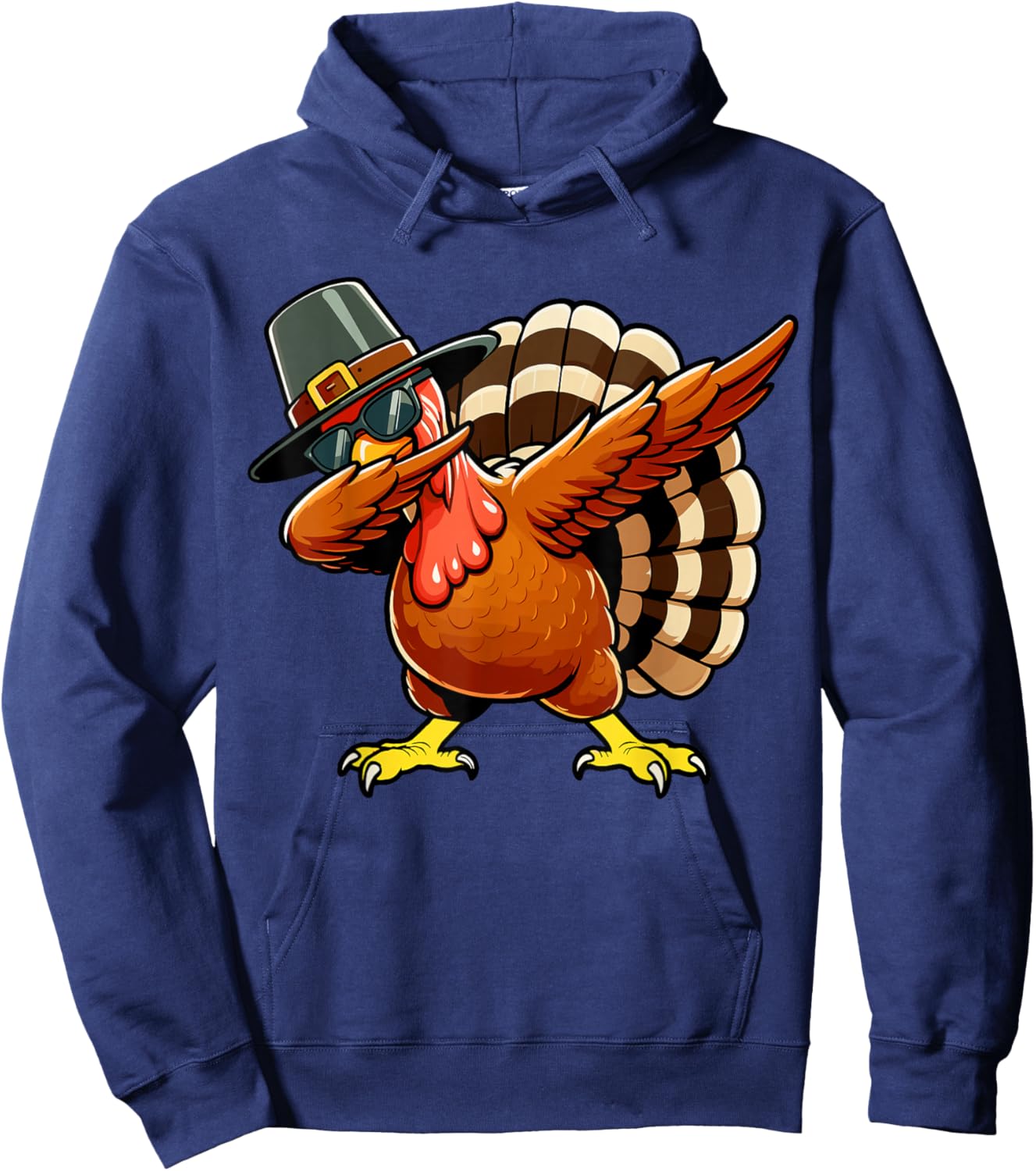 Dabbing Turkey Thanksgiving Boys Men Funny Thanksgiving Hoodie - Hoodie | Navy