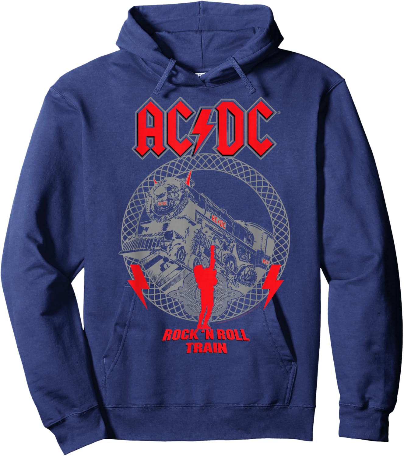 AC/DC Devil Train - , Black, Small, Short Sleeve, Cotton, Polyester 100%, Modern, Lightweight, , Double Cuff, Solid with Design/Print, , AC/DC Fans, All Ages Hoodie - Hoodie | Navy