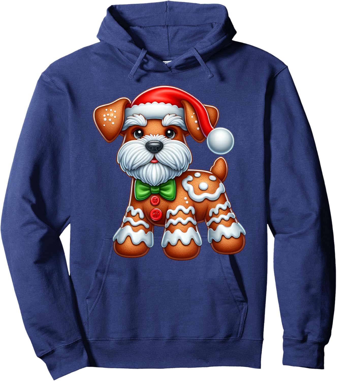 Gingerbread Man Miniature Schnauzer Christmas Hoodie - Hoodie | Navy