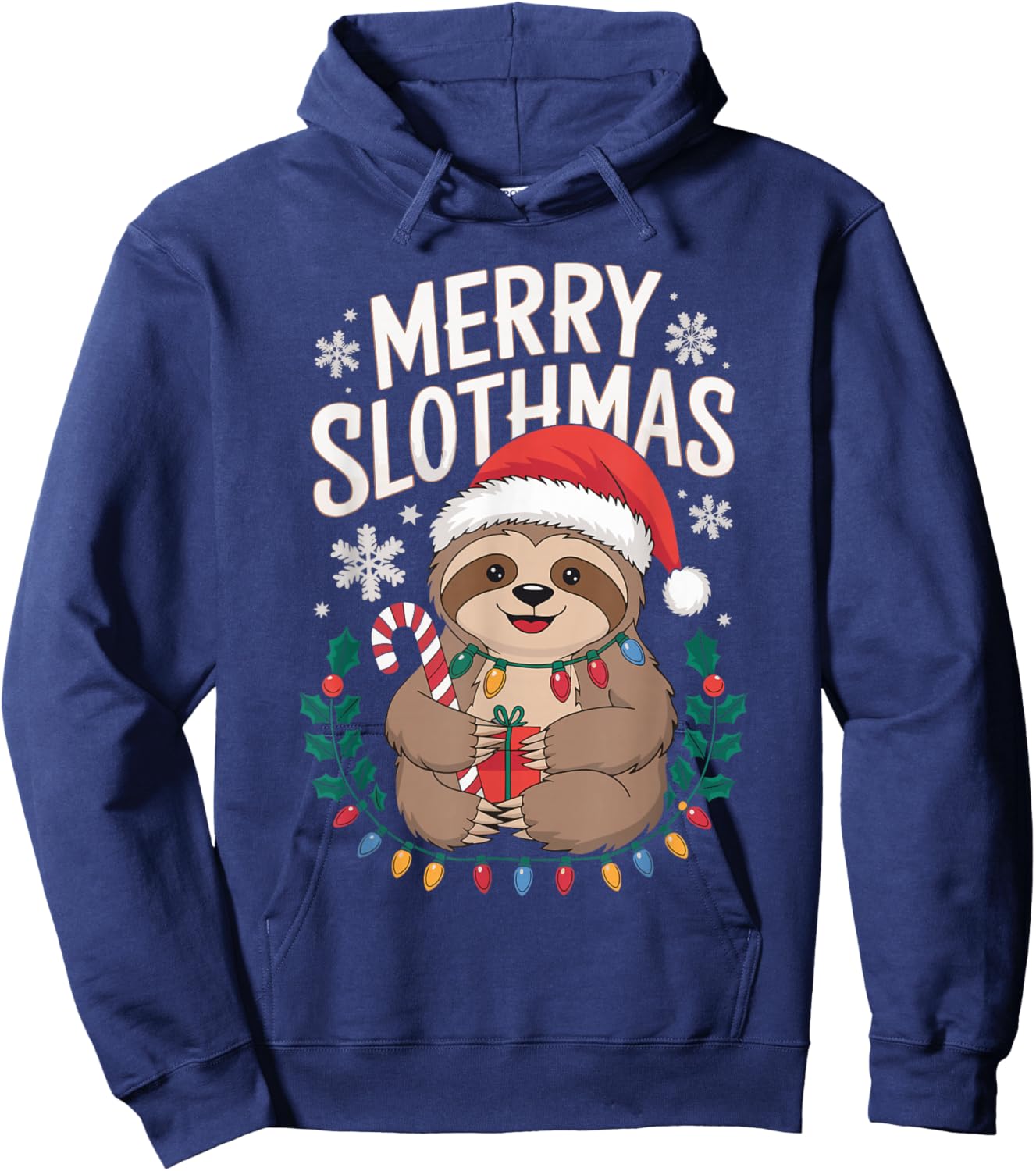 Merry Slothmas Christmas Sloth Hoodie - Hoodie | Navy