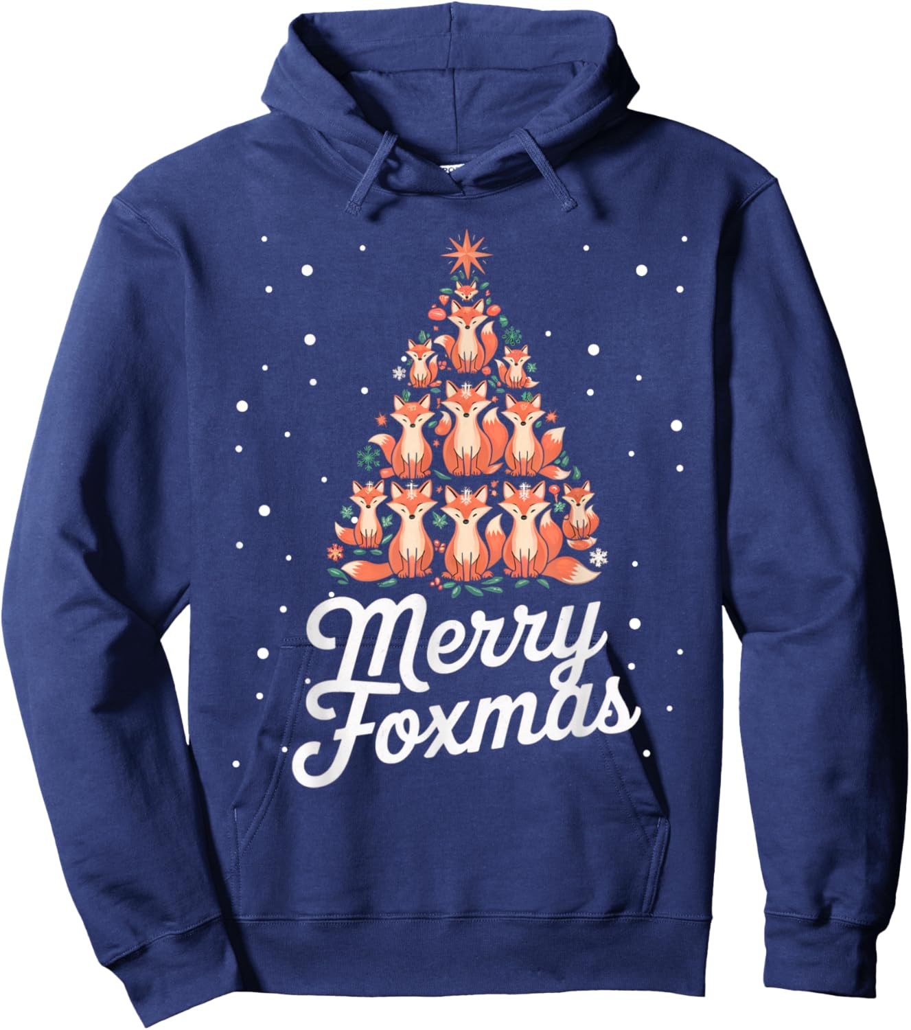 Fox Xmas Tree Foxes Christmas Tree Merry Foxmas Hoodie - Hoodie | Navy